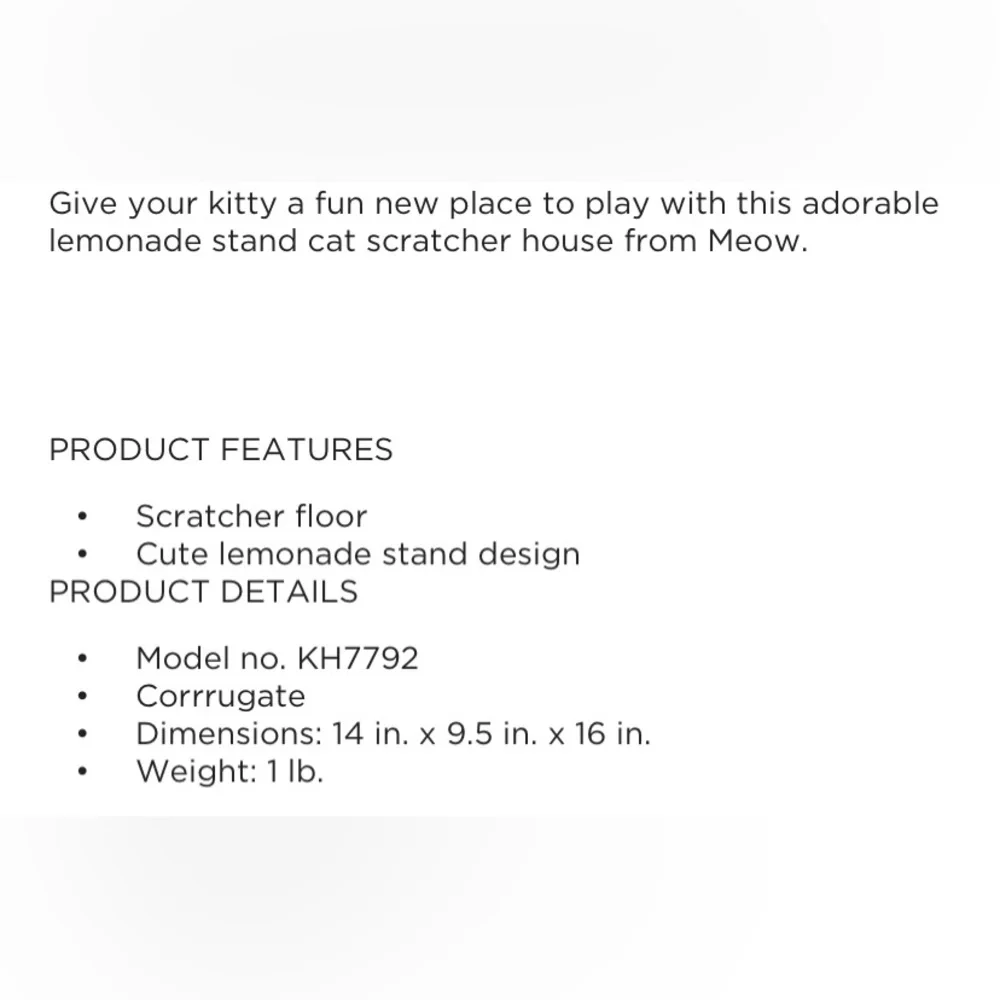Meow Lemonade Stand Cat House